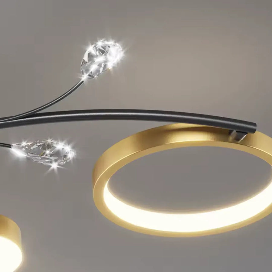 LED полилей с дистанционно управление на Карина, 63W, 8 елемента, гореща/студена/неутрална светлина, недобросъвестно, злато