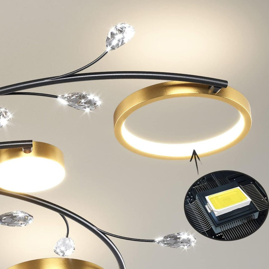 LED полилей с дистанционно управление на Карина, 63W, 8 елемента, гореща/студена/неутрална светлина, недобросъвестно, злато