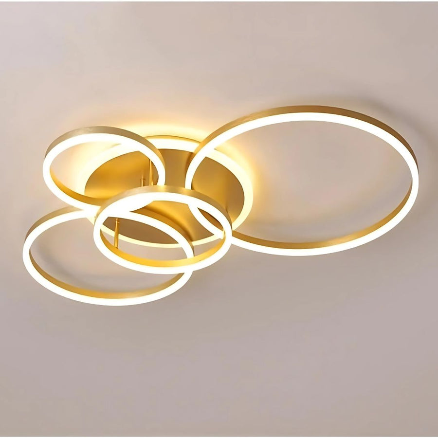 LED полилей с дистанционно управление на Дарио, 4 кръга, 103W, гореща/студена/неутрална светлина, нестабилна, златиста