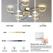 Lustra LED KARINA cu Telecomnda, 68W, Lumina Calda/Rece/Neutra, Negru/Auriu