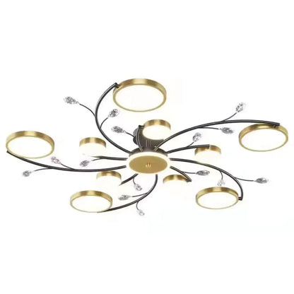 Lustra LED KARINA cu Telecomnda, 68W, Lumina Calda/Rece/Neutra, Negru/Auriu