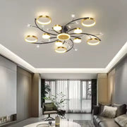 Lustra LED KARINA cu Telecomnda, 68W, Lumina Calda/Rece/Neutra, Negru/Auriu