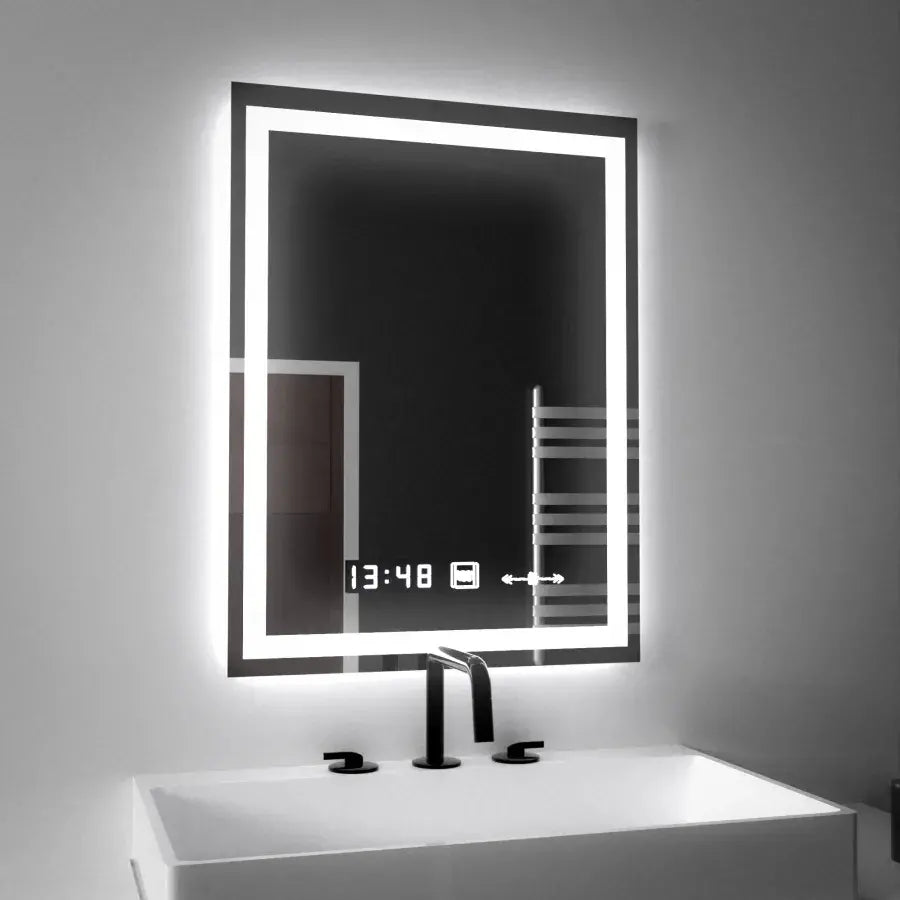 Правоъгълно светодиодно огледало 45x60cm verite motionglow marcellow simable clock system & timable термометър