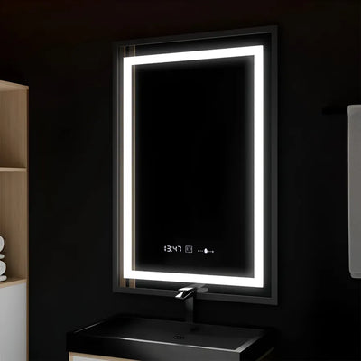 Огледален светодиоден правоъгълен 60x80cm Verite Majeste Noir Motion Glow Marcello Clock Размразяване и размерен термометър