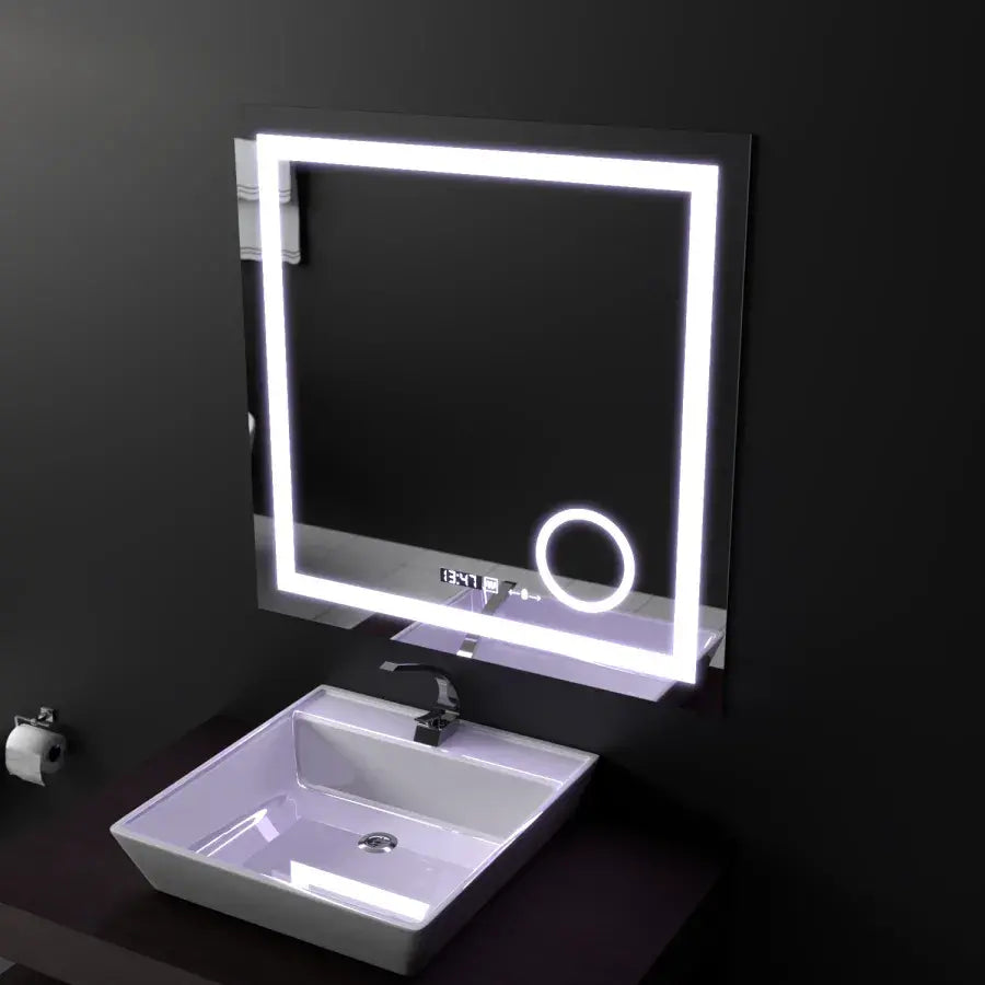 Правоъгълно светодиодно огледало, 60x60см, Souverain Motionglow Marcello, Debrunion System, Clock & Thermoeter, Cosmetic Muzlifical