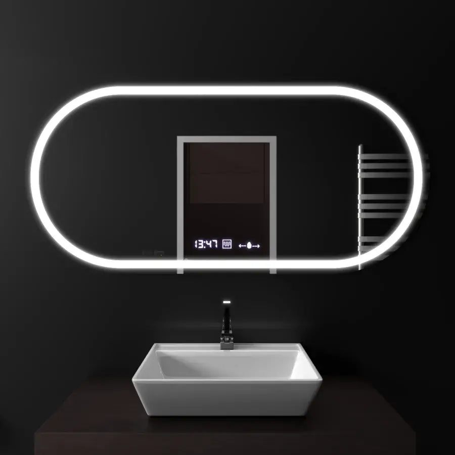 80x50cm овално светодиодно огледало altera motionglow сензор marcello simable system размразяване на часовника