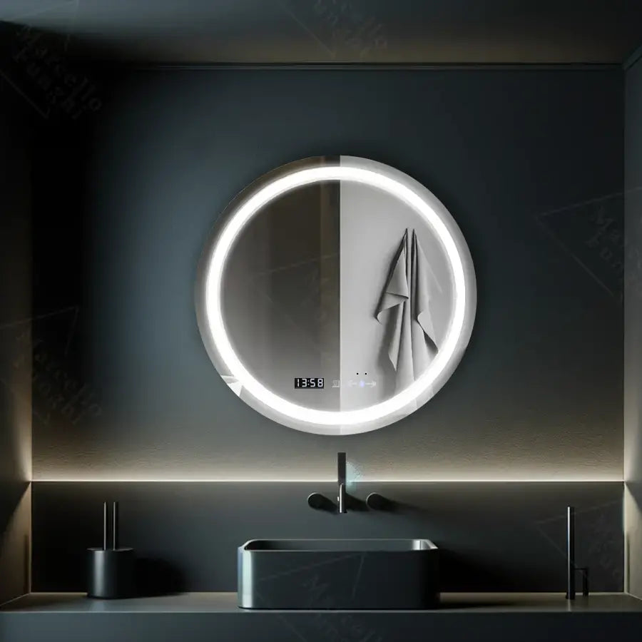 Кръгло светодиодно огледало 70см Celeste Motionglow Marcello Dimable Clock System