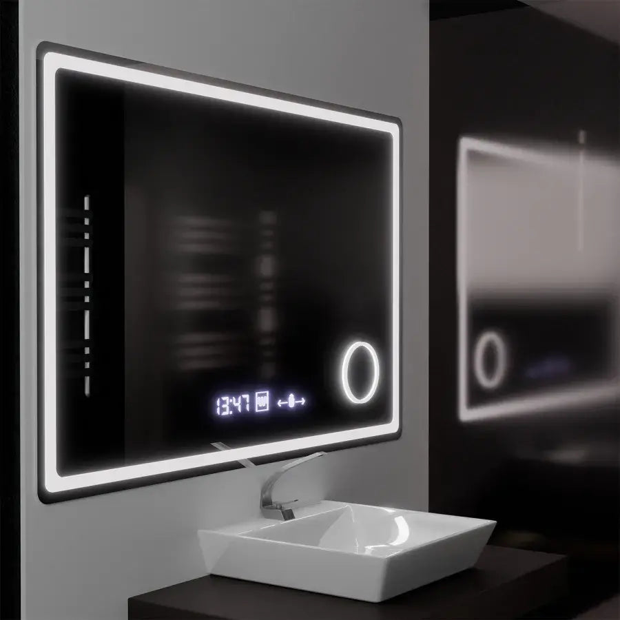 Огледален светодиоден правоъгълен 120x80cm Souverain Motionglow Marcello Dismantic Clock System & Dimable Cosmetic Terometer