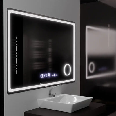 Огледален светодиоден правоъгълен 120x80cm Souverain Motionglow Marcello Dismantic Clock System & Dimable Cosmetic Terometer