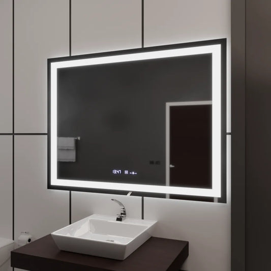 Правоъгълно светодиодно огледало 100x75cm verite motionglow marcellow simable clock система