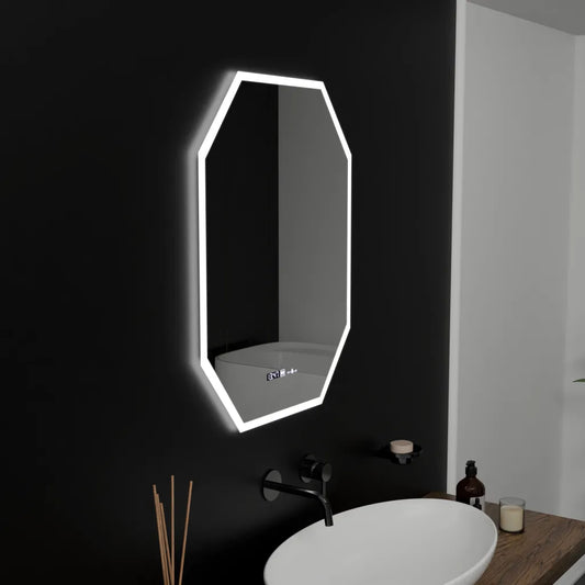 Огледален светодиоден полигон 60x80cm Hexaluce Sensor Motionglow Marcello Dimable Clock System