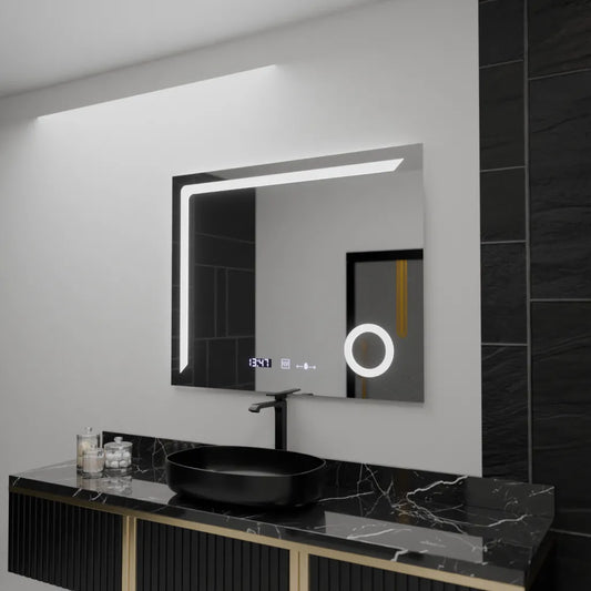 Огледало LED правоъгълен 100x80cm Прецизно движение MOTIGLOW MARCELLO Демонтиране на размразяване и термометър вълк козметично
