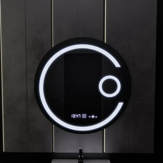 LED кръгло огледало, 60 см, Visio MotionGlow Marcello, система за обезпотяване, часовник и термометър, козметична лупа, затъмняващи огледала Marcello Заглавие по подразбиране Alessandro Design