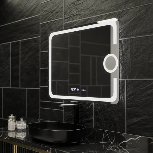Огледало LED правоъгълен 80x60cm Eclat Motionglow Marcello Clock System & Wolf Thermometer Dimable Cosmetic