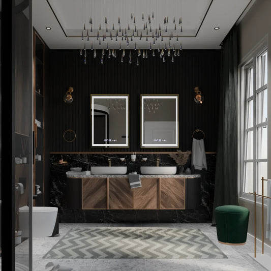 Правоъгълно светодиодно огледало 50x70cm verite royale gold motion glow marcello simable system размразяване на часовника