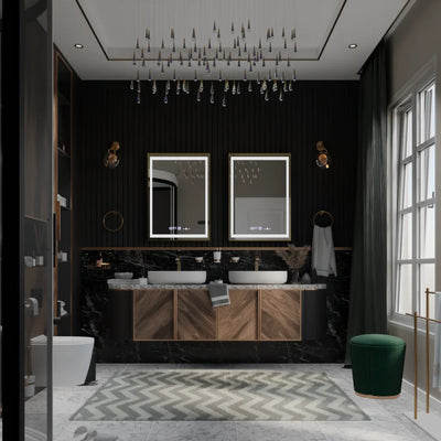 Правоъгълно светодиодно огледало 50x70cm verite royale gold motion glow marcello simable system размразяване на часовника