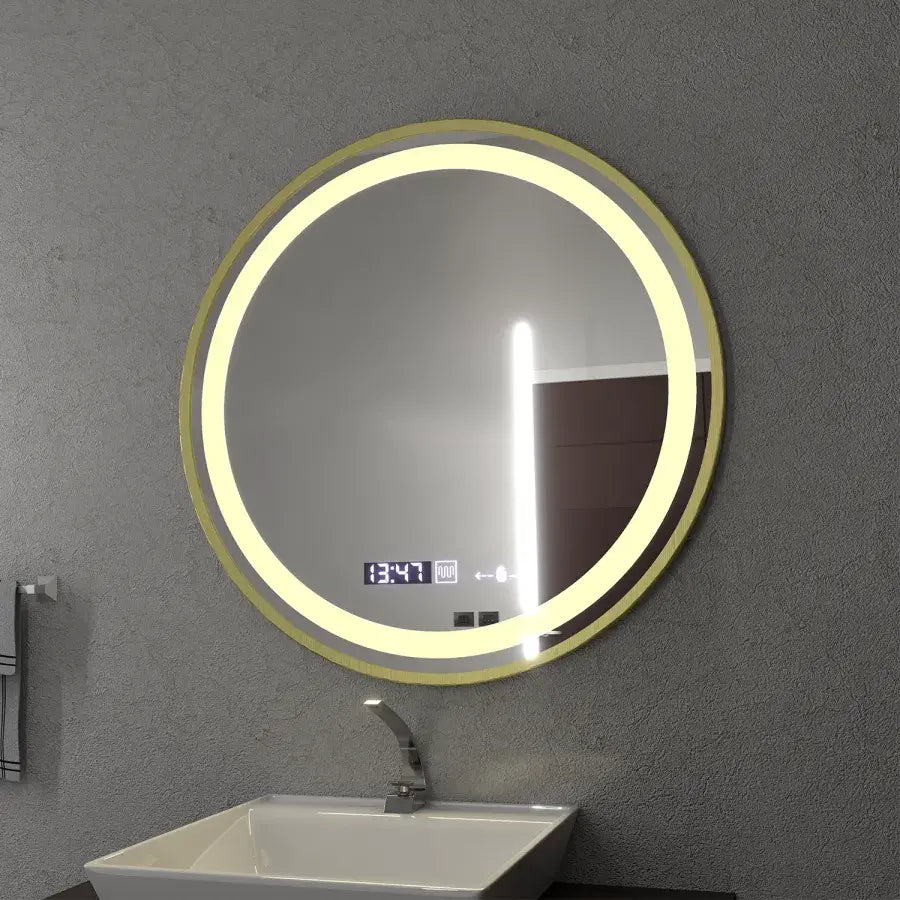 Огледало LED кръг 70cm Celesti Royale Gold Motionglow Marcellow Simable Clock System