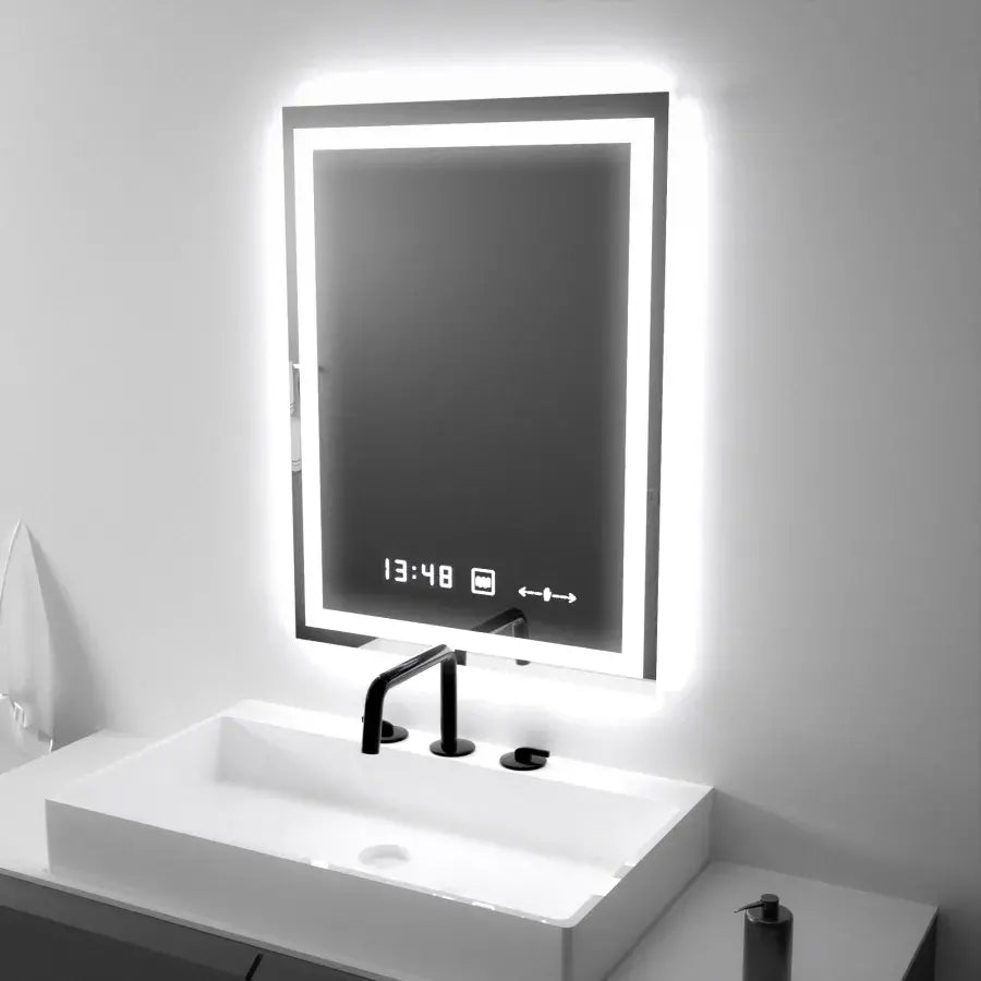 Правоъгълно светодиодно огледало 45x60cm verite motionglow marcellow simable clock system & timable термометър