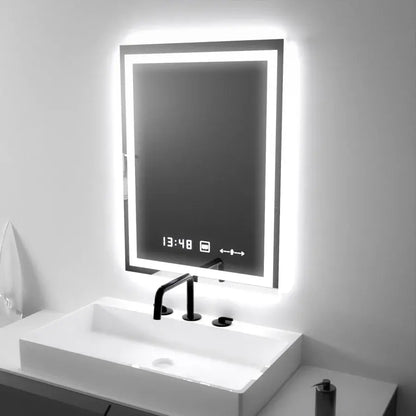 Правоъгълно светодиодно огледало 45x60cm verite motionglow marcellow simable clock system & timable термометър