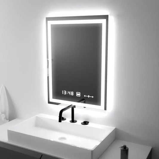 Правоъгълно светодиодно огледало 45x60cm verite motionglow marcellow simable clock system & timable термометър
