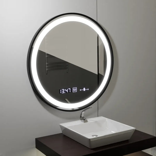60см кръгло светодиодно огледало Majesté noir motionglow marcello simable clock system