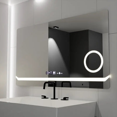 Правоъгълно светодиодно огледало, 80x60см, дефиниция Motionglow Marcello, система за инвалидиране, часовник и термометър, козметично увеличение