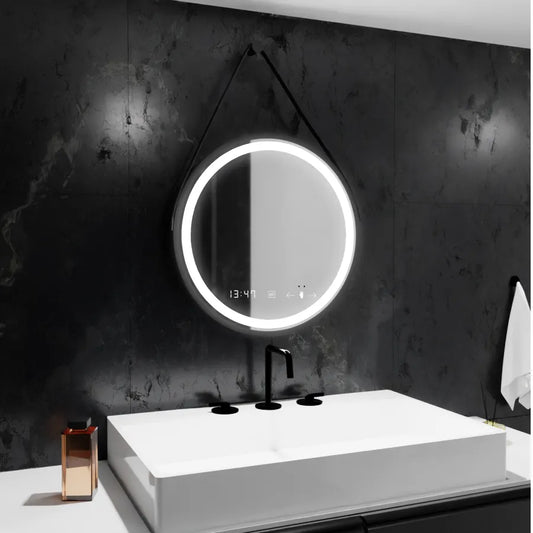 Огледало LED кръг 50см Celesti Majesti Noir Euple Motionglow Marcello Dimable Clock Defrition System