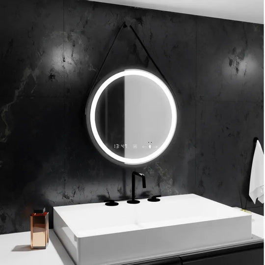 LED кръгло огледало, 50 см, Celeste Majeste Noir Eleve MotionGlow Marcello, система за обезпотяване, часовник и термометър, димируеми огледала Marcello Заглавие по подразбиране Alessandro Design