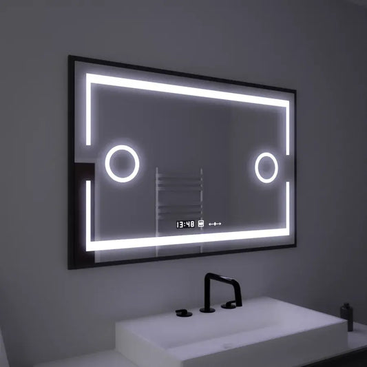 Правоъгълно светодиодно огледало 120x80cm MotionGlow Sensor Marcello Dislantic Clock System