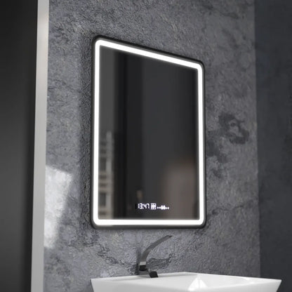 Огледало LED Touch Touch Favola System Размразяване на Neagra Clock и температура 75x90 cm Marcello Funghi Collection