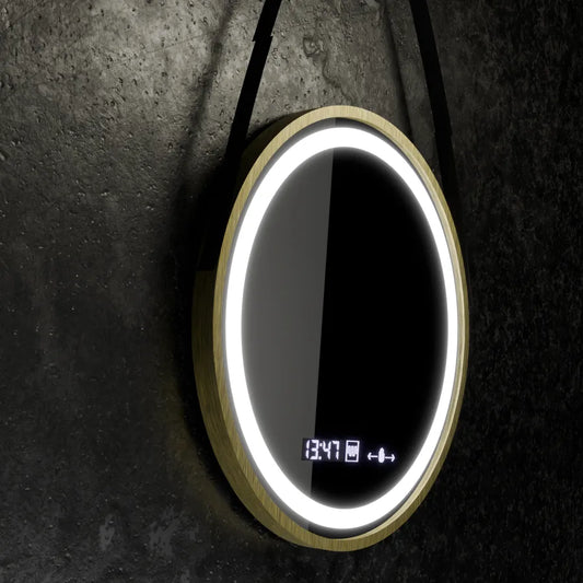 Огледало LED кръг 60см Celesti Royale Gold Eleve Motionglow Marcello Dimable Clock System