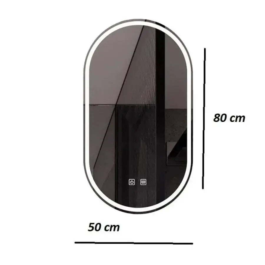Огледално светодиодно овално 50x80 система за разфасоване на допир на Velara, подразбираща се