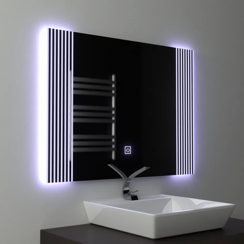 Огледално светодиодно правоъгълно 80x60cm безкрайна рамка Основно докосване