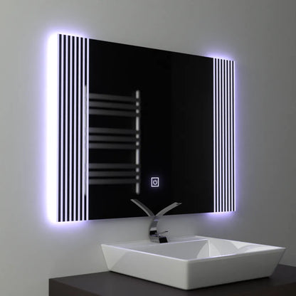 Огледално светодиодно правоъгълно 80x60cm безкрайна рамка Основно докосване