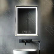 Правоъгълно светодиодно огледало, 60x80см, Royale Gold Motionglow Marcello, Dishobile System, Clock & Thermomet