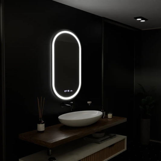 Овално светодиодно огледало 50x80cm Eminence Motionglow Marcellow Simable Clock System & Уменяем термометър