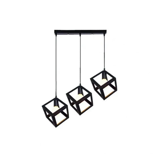 Lustrum Cub Shape, Linear Trio Struktur, 3x E27, черен, метал