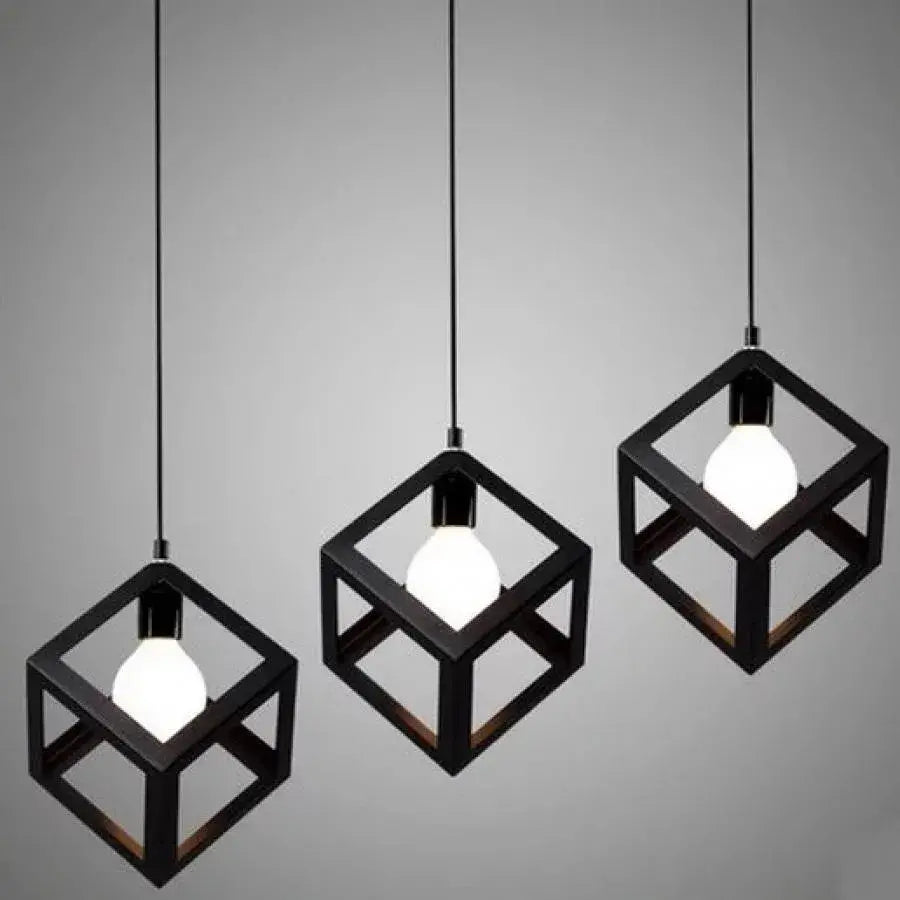 Lustrum Cub Shape, Linear Trio Struktur, 3x E27, черен, метал