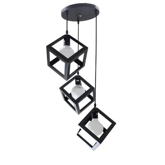 Lustra Cub Shape, Struktur Cluster, 3xe27, черен, метален