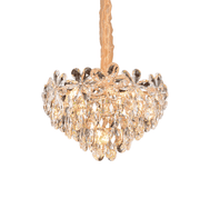 Кристален полилей, Elegance 7xE27, диаметър 40 см, блестящо злато, регулируема височина, метал и кристал