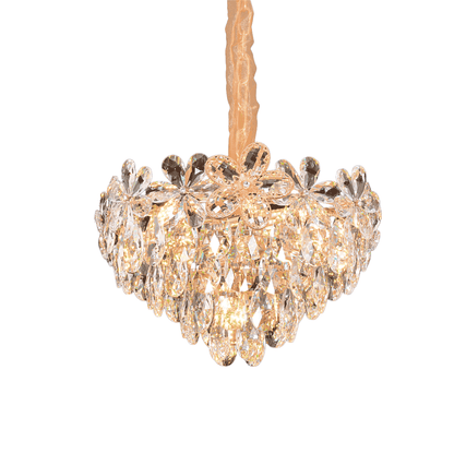 Кристален полилей, Elegance 7xE27, диаметър 40 см, блестящо злато, регулируема височина, метал и кристал