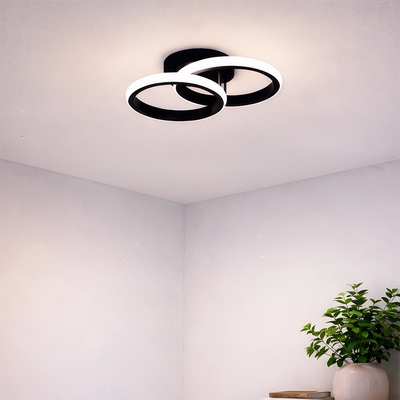 LED полилей VERTEX CIRCULA 21W, 2 кръга, метални рамки, студена/топла/неутрална светлина 3000K/4000K/6000K, черен, метал