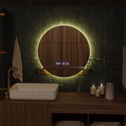 LED Touch Touch Alfred Mirror Defrition System, часовник и температура 60x60 cm с интегрирана поддръжка