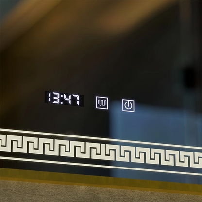 LED Mirror Touch Bruno система против замъгляване, часовник и температура 60x80 см Матирана златна рамка, S84/60X80