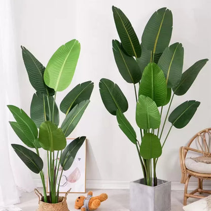 Изкуствен растителен пасаж на рая (Strelitzia nicolai), 11 листа, без саксии, 160 см зелено