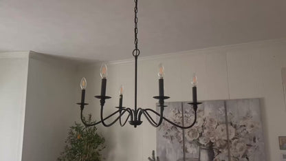 Candelabru Cristal Oliveto 6xE14, Diametru 63cm, Negru, Inaltime Reglabila