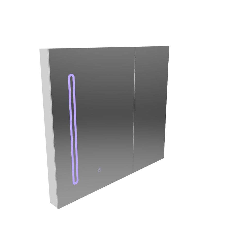 LED огледало с шкаф PLANO 80x70 см Бял сензорен сензор и място за съхранение