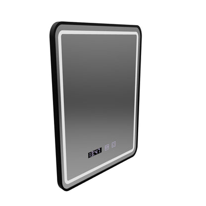 LED Touch Touch Karl Mirror Defrition System, часовник и температура 50x70 cm Black Brushd Frame Frame