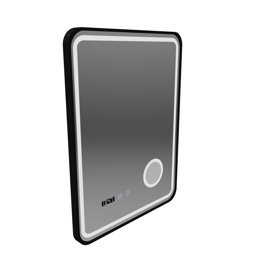 Огледално LED Touch Touch Ulrich Debrulation System, часовник и температура 60x80 cm Black Ramahed Cosmetics Lup