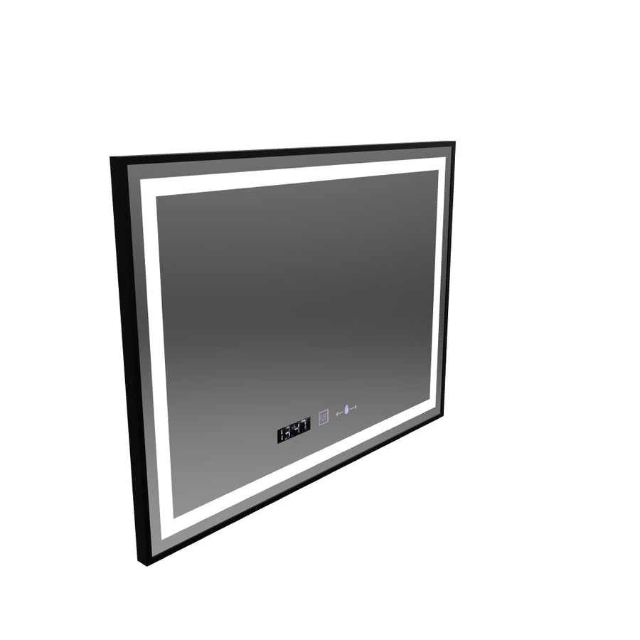 Правоъгълно светодиодно огледало, 80x60см, Verite Majets Noir Motion Glow Marcello, система за размразяване, часовник и термометър, намаляващ се